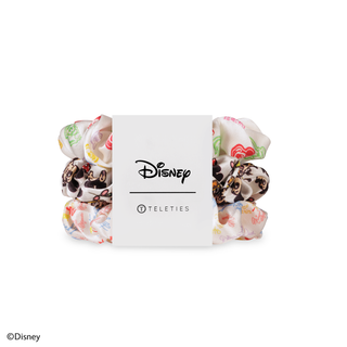Disney Teleties silk scrunchies set with white and colorful character print