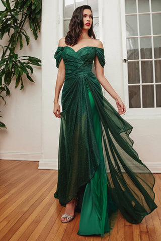 OFF THE SHOULDER GLITTER GOWN
: Emerald / 8