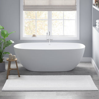 Olliix - Reversible Cotton Bathroom Rugs, Bath Mat Washable Rug White