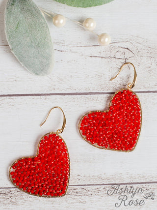 It's a Love Song Heart Sparkle Earrings: Red / One Size