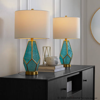 LumiSource Geo Rain Glass Table Lamp Set in Gold