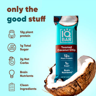 IQBAR - Toasted Coconut Chip | Brain + Body Keto Protein Bars