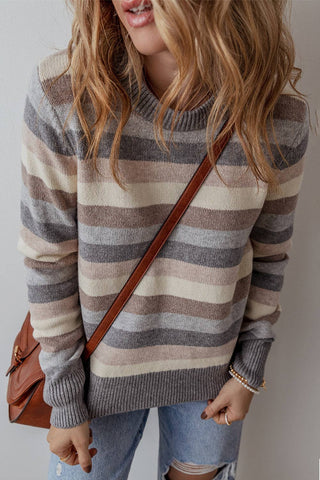 Robin Striped Sweater: Gray Stripe / S