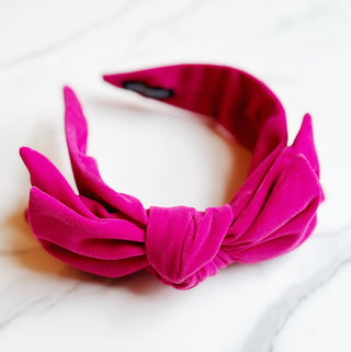 Structured Velvet Bow Headband: Black