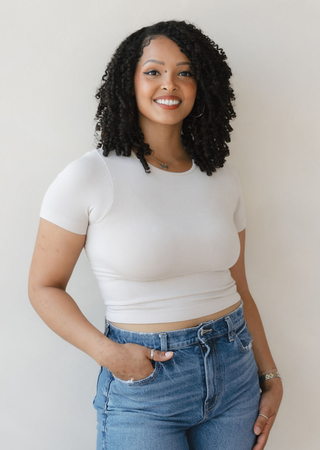 Short Sleeve Waist Length Top: Love Red / Curvy