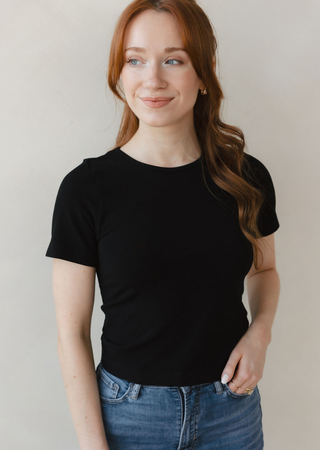 ELIETIAN - Short Sleeve Waist Length Top