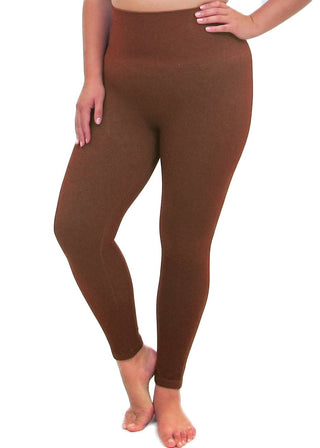 High Waist Crossover Leggings - Curvy Fit: BURGUNDY DENIM