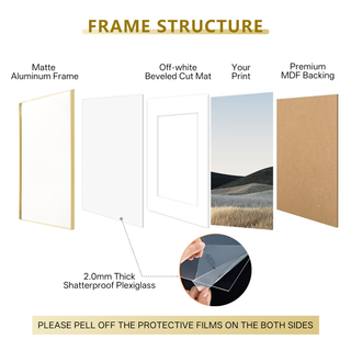 La Vie Photo - 5x7" Brushed Aluminum Photo Frame with 4x6" Mat – Gold