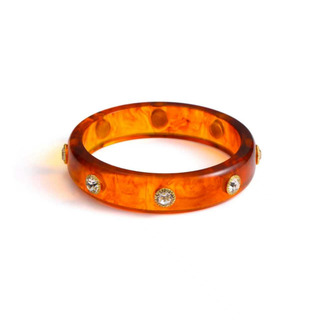 Tortoise Resin Crystal Stud Bangle Bracelet