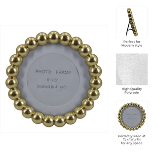 Sagebrook Home - Photo Frame - Gold Glass Elegant Matted Beaded, 6x6 in.