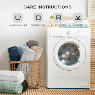 Olliix - Reversible Cotton Bathroom Rugs, Bath Mat Washable Rug White