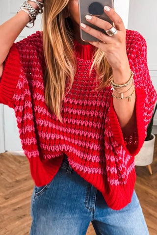 Color Block Draped Sleeve Sweater