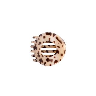 Teleties small flat circle hair clip in blonde tortoise, front view
