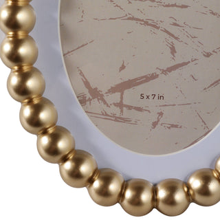 Sagebrook Home - Photo Frame - Gold Glass Matted Round Beaded, 7x9 in.