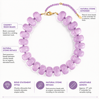Chunky Resin & Natural Stone Bead Necklace