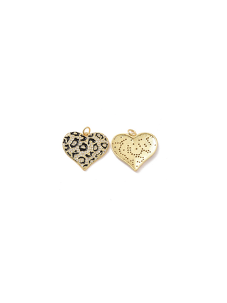 The Charm Bar Company - Gold and Black Paved Leopard Heart Charm
