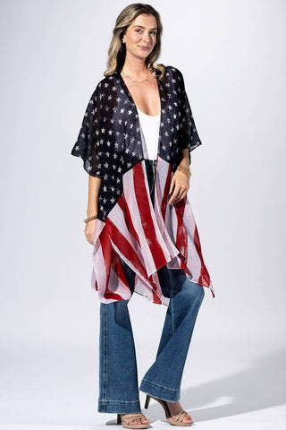 Navy Flag Stars & Stripes Kimono