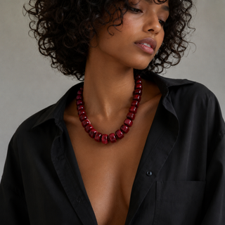 Chunky Resin & Natural Stone Bead Necklace