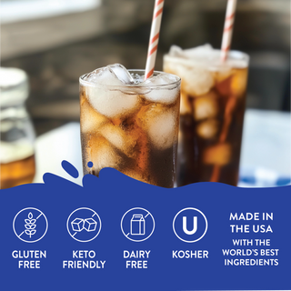 Jordan's Skinny Mixes Sugar Free Root Beer Float Soda Syrup – iced root beer drinks in glasses with striped straws