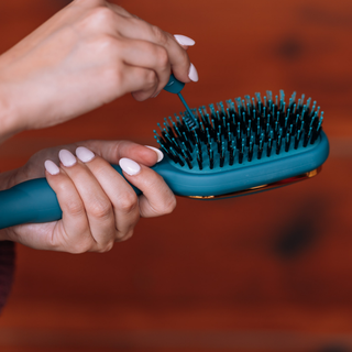 Teleties boar bristle hair brush in Teal With It, front view