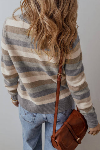 Robin Striped Sweater: Gray Stripe / S