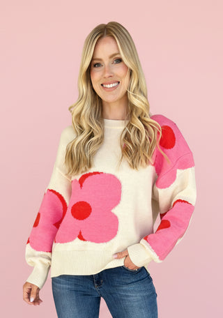 IVORY FLORAL SWEATER