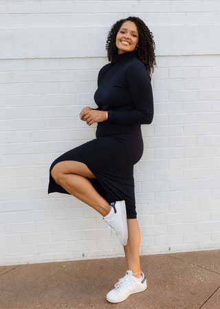 ELIETIAN - Long Sleeve Turtleneck Dress