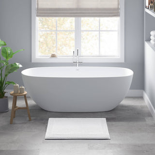 Olliix - Reversible Cotton Bathroom Rugs, Bath Mat Washable Rug White