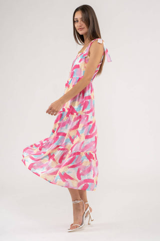 BRUSH STROKE DRESS RESS FUCHSIA