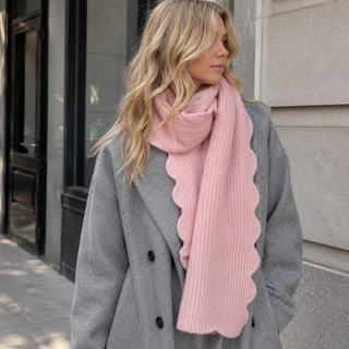 Scallop Edge Cozy Scarf, Ribbed Knit