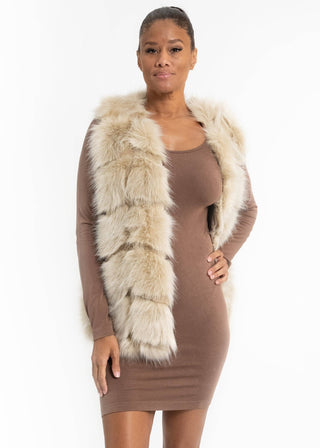 Posh Faux Fur Vest: Beige