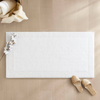 Olliix - Reversible Cotton Bathroom Rugs, Bath Mat Washable Rug White