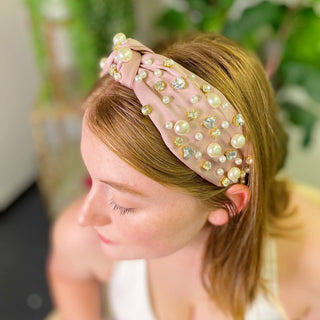 My Winslet Jeweled Satin Headband: Blue Lavender