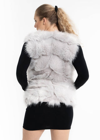 Posh Faux Fur Vest: Light Grey