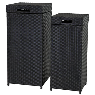 Sunnydaze Decor - Wicker Outdoor Trash Cans - Set of 2 - 26 Gal. and 15 Gal.