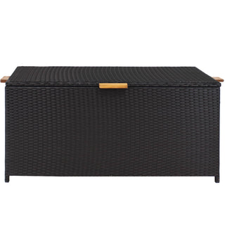 Sunnydaze Decor - Resin Wicker Storage Deck Box with Handles - Black
