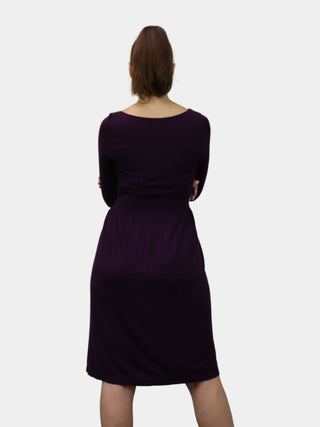 Knee Length Long Sleeve Dress: Burgundy