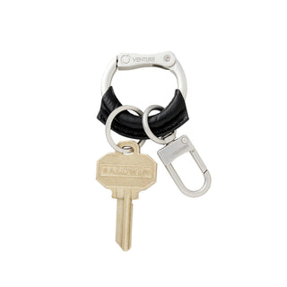 Oventure - Men's Keychain - Sleek Black Leather O-Boy Keyring