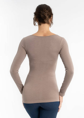 ELIETIAN - Ribbed Long Sleeve Top