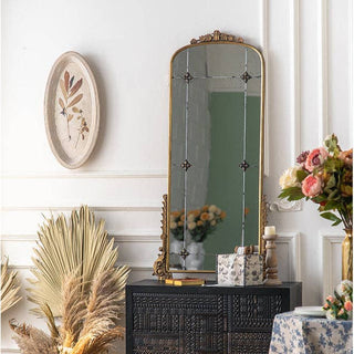 Vagabond Vintage - Antique-Style Arched Wall Mirror with Gold Finish Frame