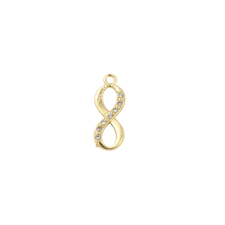 Transparent Front View of the Gold Infinity Crystal Rhinestone Charm