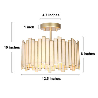 Belles Lighting - Hemaal 3-Light Drum Semi-Flush Ceiling Light