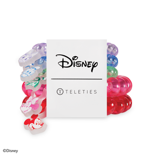 Disney Teleties hair tie mix pack: purple, blue, and pink bands with character charms
