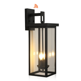 39F Inc. - 22' Dusk-to-Dawn Outdoor Wall Lantern, Matte Black 2-Light