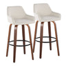Walnut Wood, Black Metal, Cream Fabric