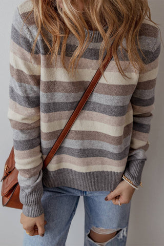 Robin Striped Sweater: Gray Stripe / S