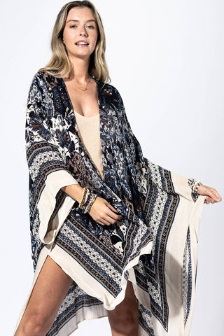 Indigo Bandana Border Kimono