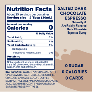 Sugar Free Salted Dark Chocolate Espresso Syrup