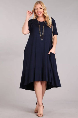 Plus Knit Solid Jersey Ruffled Maxi Dress