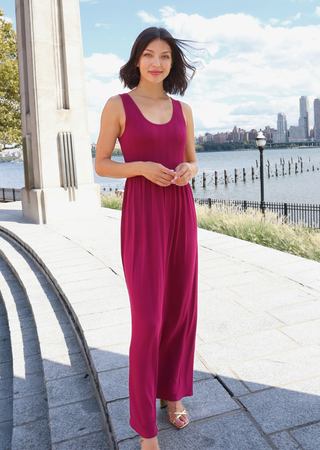 Sleeveless Maxi Dress: Burgundy